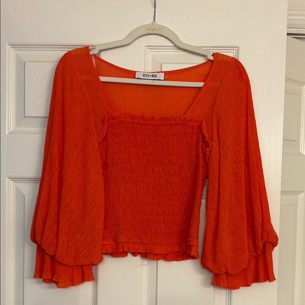 DO+BE Women's Red Blouse Quarter Length Sleeve
